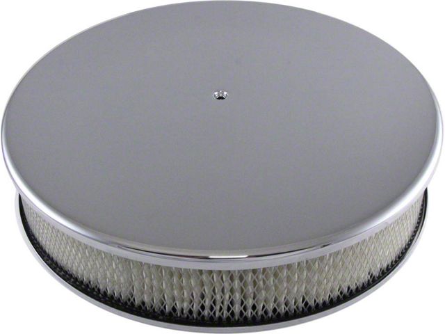 Air Cleaner, Round Smooth Chrome Aluminum, 14 X 3