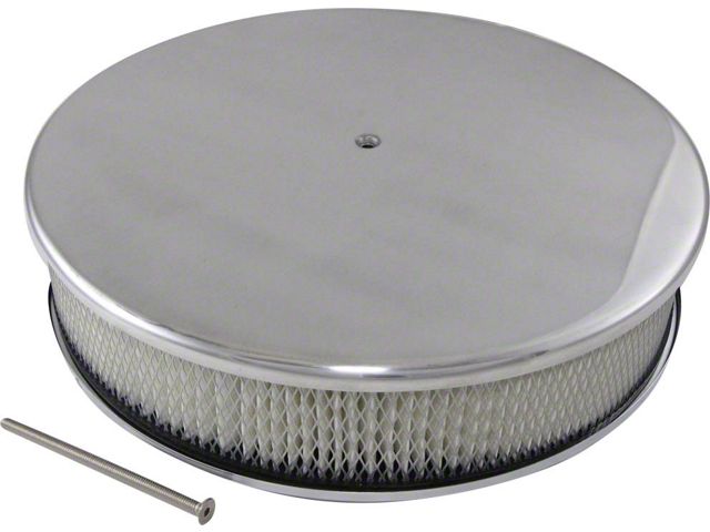 Air Cleaner, Round Smooth Polished Aluminum, 14 X 3