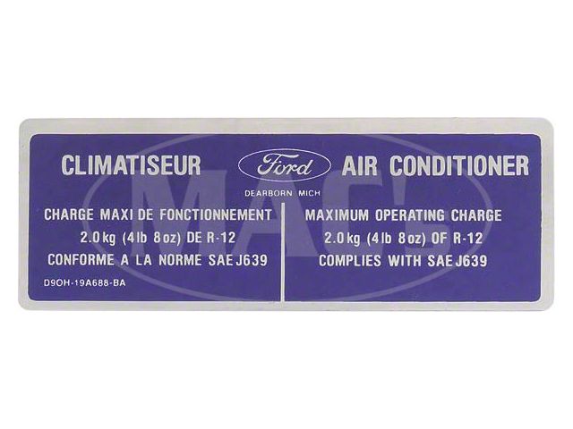 Air Cond Charge Decal, Ranchero, 1979