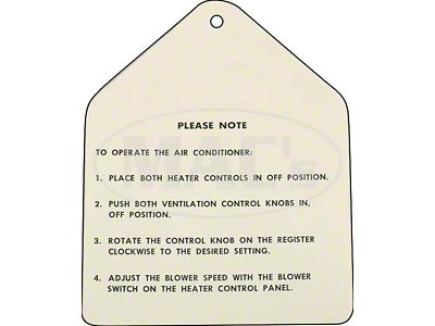 Air Conditioner Instruction Tag, Galaxie, 1960-1963