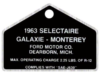 Air Conditioning Compressor Tag - Aluminum - Mercury