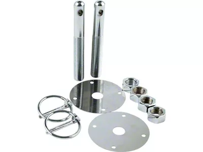 Allstar Performance Steel Hood Pin Kit; Chrome (Universal; Some Adaptation May Be Required)