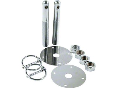Allstar Performance Steel Hood Pin Kit; Chrome (Universal; Some Adaptation May Be Required)