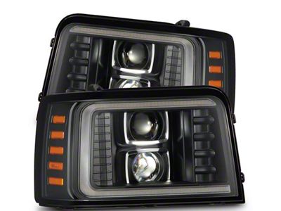 AlphaRex LUXX-Series LED Projector Headlights; Black Housing; Clear Lens (92-96 F-150, F-250, F-350)