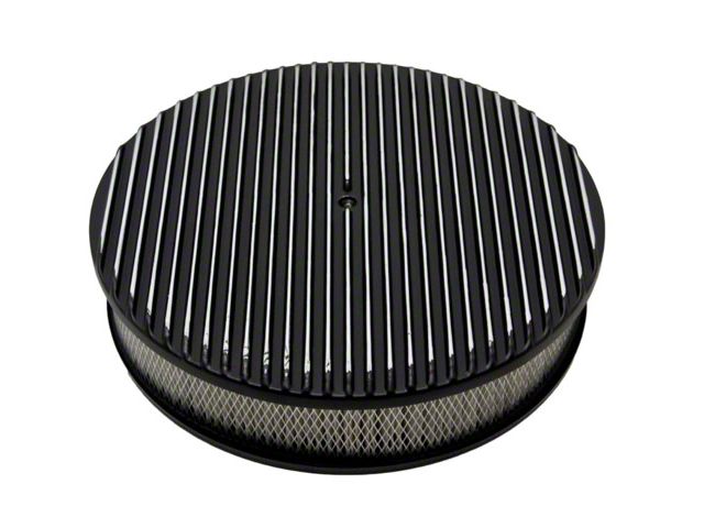 Aluminum Black 14'' Air Cleaner Paper Filter, Full Finned, Round