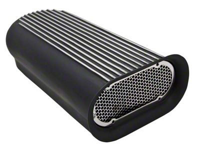 Aluminum Hilborn Style Scoop, Single Or Dual Quad, Polished, Black Finned (62-68 Chevy II; 69-79 Nova)