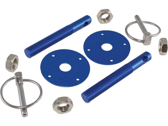 Aluminum Hood Pin Kit, Blue