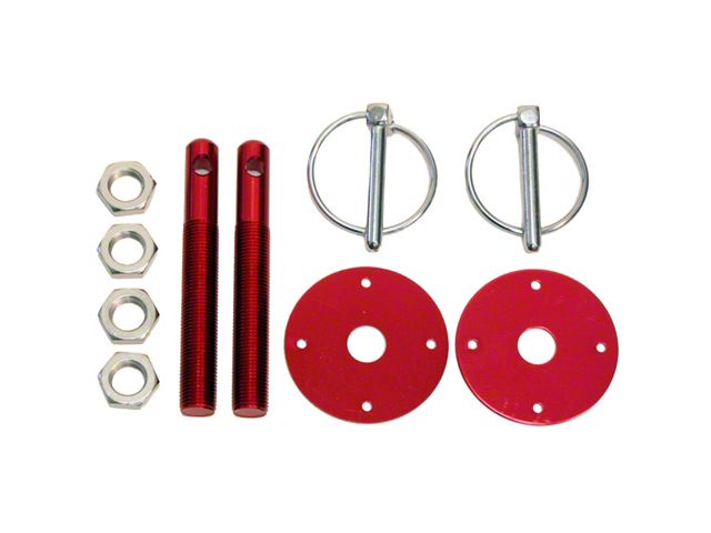 Aluminum Hood Pin Kit, Red