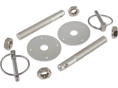 Hood Pin Kit, Silver Aluminum