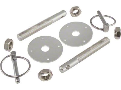 Hood Pin Kit, Silver Aluminum