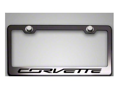 American Car Craft License Plate Frame with Corvette Lettering; Purple Carbon Fiber (Universal; Some Adaptation May Be Required)