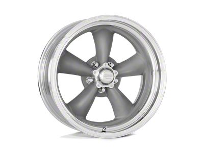 American Racing Classic Torq Thrust II Custom Gray with Polished Lip Wheel; Rear Only; 15x14; -88mm Offset (64-73 Mustang)