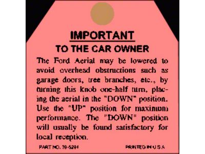 Antenna Instruction Tag - Ford