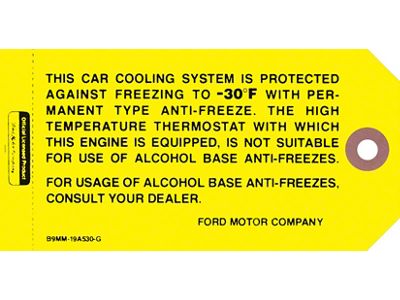 Antifreeze Tag, 1962-1964