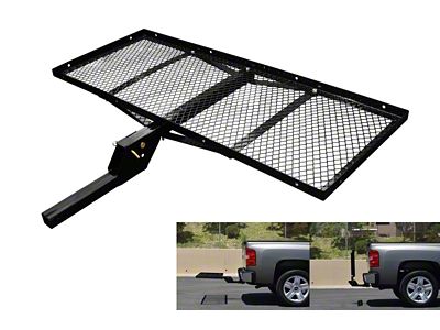 2-Inch Receiver Hitch Fold Up Tray Style Cargo Carrier; 23-Inch x 59-Inch (Universal; Some Adaptation May Be Required)