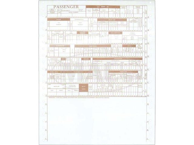 Assembly Line New Vehicle Build Sheet, Ranchero, Torino, 1976-1977