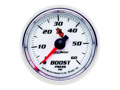 Auto Meter C2 Series 2-1/16-Inch Boost Gauge; 0-60 PSI; Mechanical (Universal; Some Adaptation May Be Required)