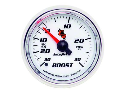 Auto Meter C2 Series 2-1/16-Inch Boost/Vacuum Gauge; 30 inHG / 30 PSI; Mechanical (Universal; Some Adaptation May Be Required)