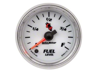 Auto Meter C2 Series 2-1/16-Inch Programmable Fuel Level Gauge; 0 ohm Empty to 280 ohm Full (Universal; Some Adaptation May Be Required)