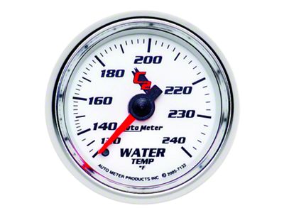 Auto Meter C2 Series 2-1/16-Inch Water Temperature Gauge; 120-240 Fahrenheit; Mechanical (Universal; Some Adaptation May Be Required)
