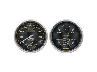 Auto Meter Carbon Fiber Series 5-Inch Quad and Tachometer/Speedometer Gauge Kit (Universal; Some Adaptation May Be Required)