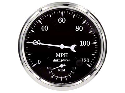 Auto Meter Old Tyme Black Series 5-Inch Tachometer/Speedometer Combo; 8K RPM / 120 MPH (Universal; Some Adaptation May Be Required)