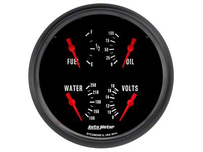 Auto Meter Z-Series 5-Inch Quad Gauge; 240 ohm Empty to 33 ohm Full (Universal; Some Adaptation May Be Required)