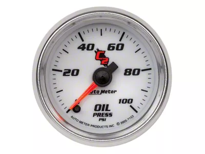 Auto Meter C2 Series 2-1/16-Inch Oil Pressure Gauge; 0-100 PSI; Digital Stepper Motor (Universal; Some Adaptation May Be Required)