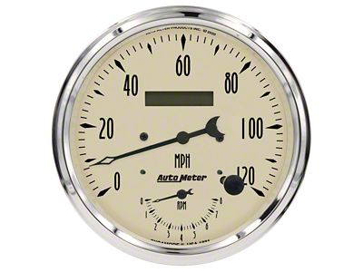 Auto Meter Antique Beige Series 5-Inch Tachometer/Speedometer Combo; 8K RPM / 120 MPH (Universal; Some Adaptation May Be Required)