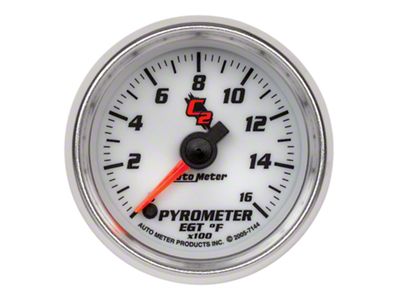 Auto Meter C2 Series 2-1/16-Inch Pyrometer Gauge; 0-1600 Fahrenheit; Digital Stepper Motor (Universal; Some Adaptation May Be Required)