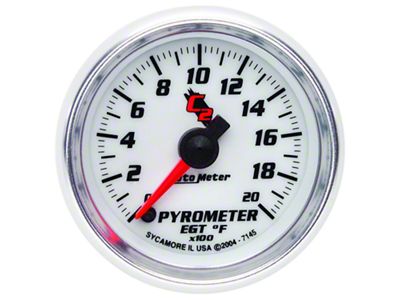 Auto Meter C2 Series 2-1/16-Inch Pyrometer Gauge; 0-2000 Fahrenheit; Digital Stepper Motor (Universal; Some Adaptation May Be Required)