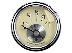 Auto Meter Prestige Antique Ivory Series 2-1/16-Inch Fuel Level Gauge; 0 ohm Empty to 90 ohm Full (Universal; Some Adaptation May Be Required)