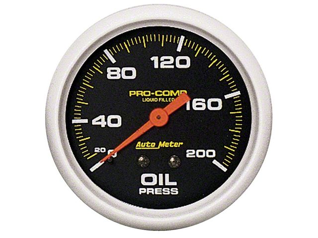 Autometer Pro Comp Auto Meter Ecklers Pro-Comp Series 2-5/8-Inch Oil Pressure Gauge; 0-200 ...