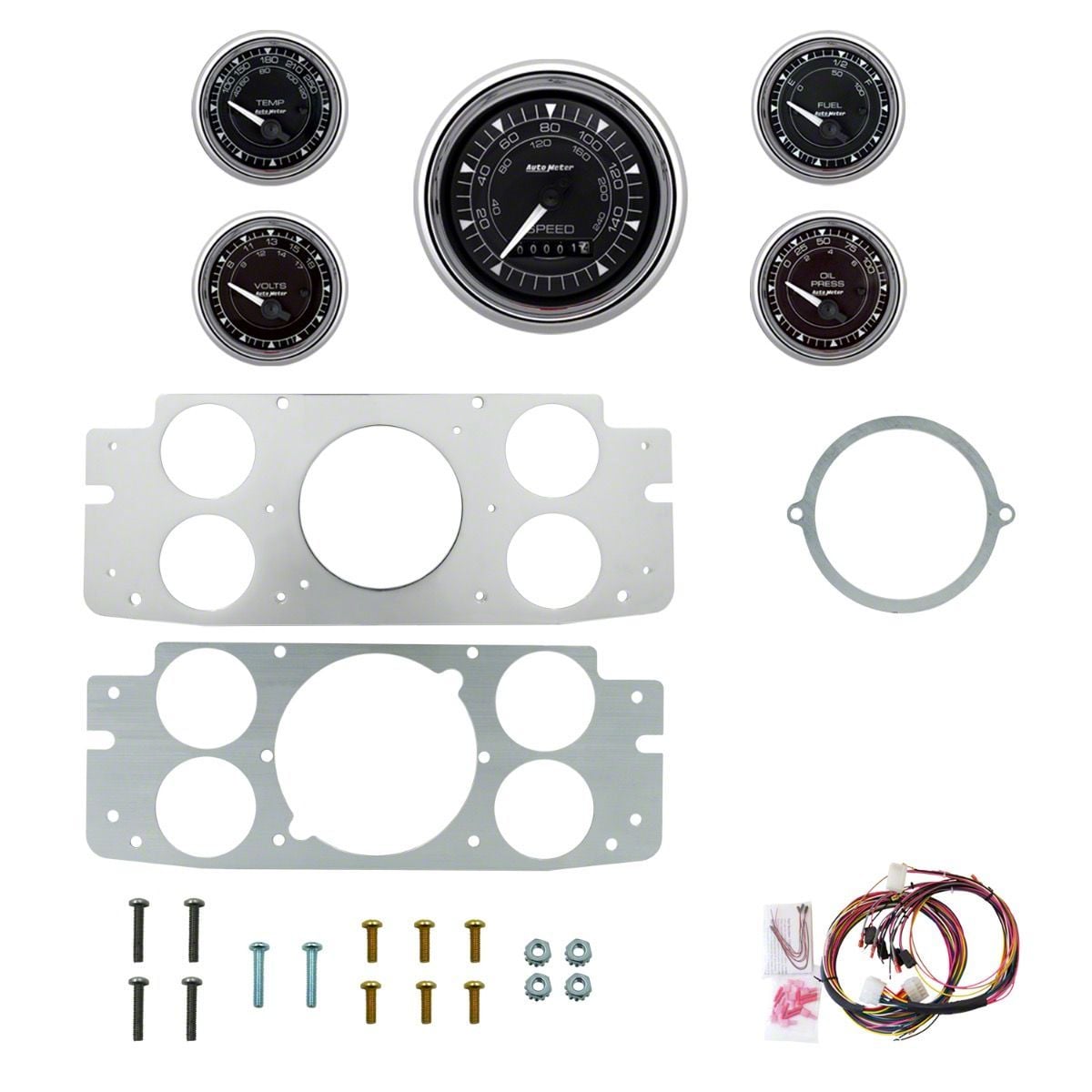 Auto Meter Ecklers Chrono Chrome Series 5-Gauge Direct-Fit Dash Kit ...