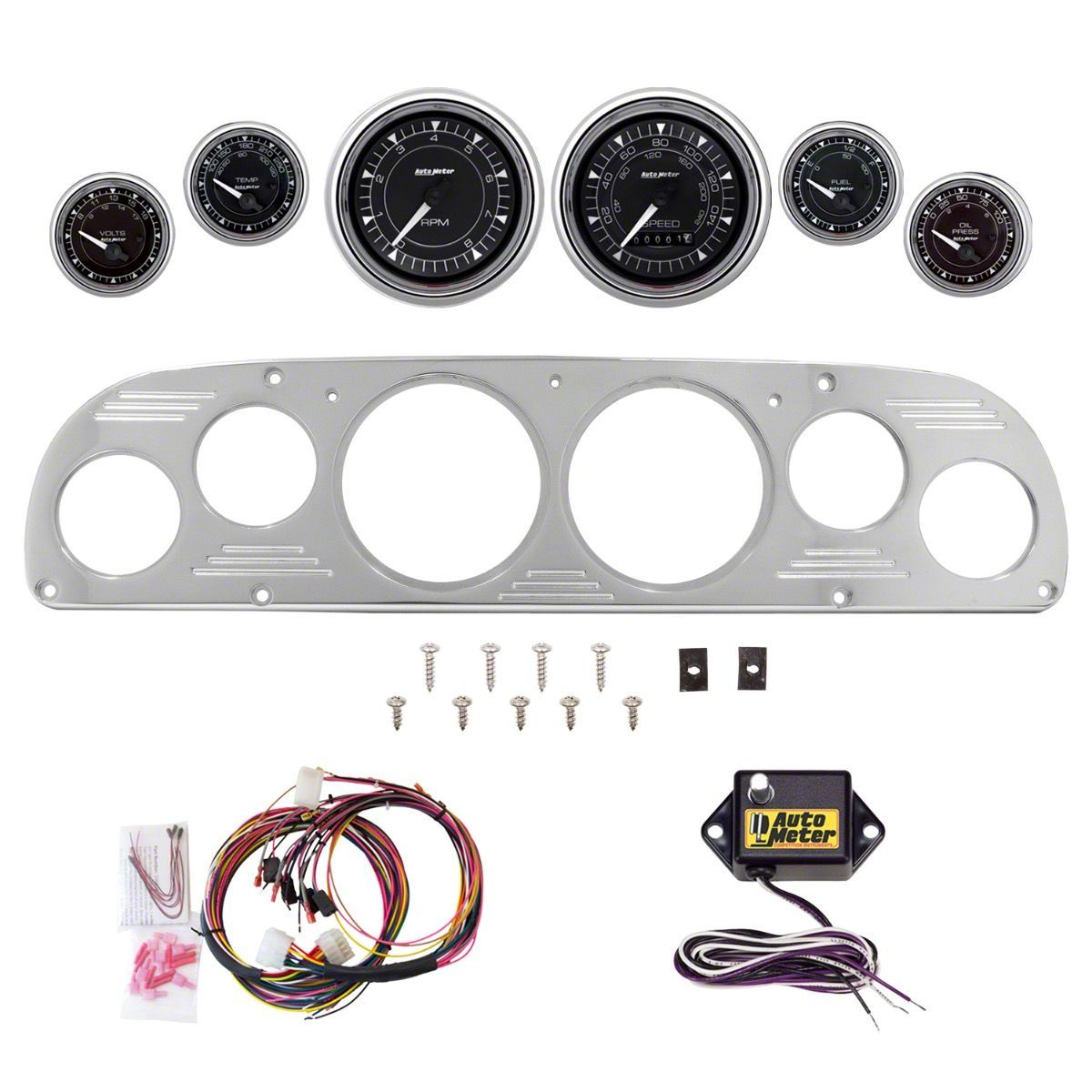 Auto Meter Ecklers Chrono Chrome Series 6-Gauge Direct-Fit Dash Kit ...
