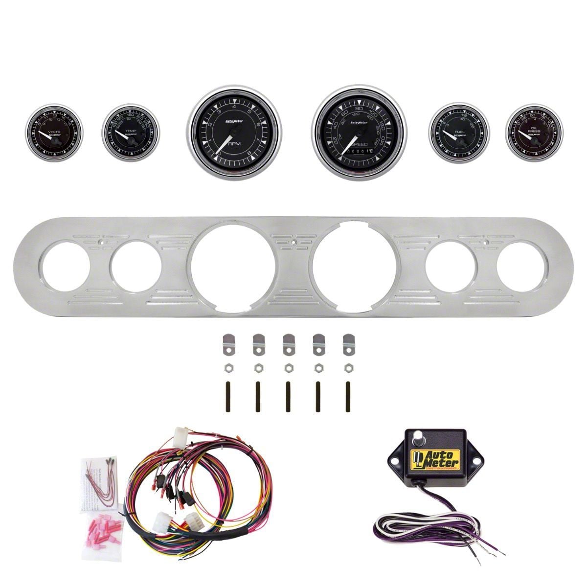 Auto Meter Ecklers Chrono Chrome Series 6-Gauge Direct-Fit Dash Kit ...