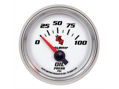 Auto Meter C2 Series 2-1/16-Inch Oil Pressure Gauge; 0-100 PSI; Electric (Universal; Some Adaptation May Be Required)