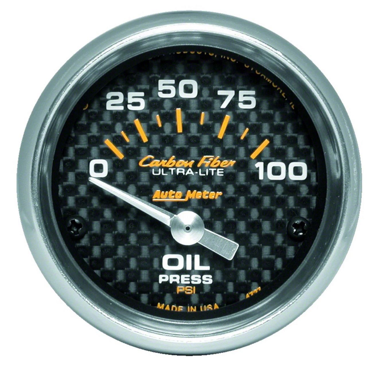 Autometer Carbon Fiber Series 2-1/16'' Oil Pressure 0-100 PSI Gauge (4721) main image 1