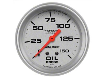 Auto Meter Ultra-Lite Series 2-5/8-Inch Oil Pressure Gauge; 0-150 PSI; Mechanical (Universal; Some Adaptation May Be Required)