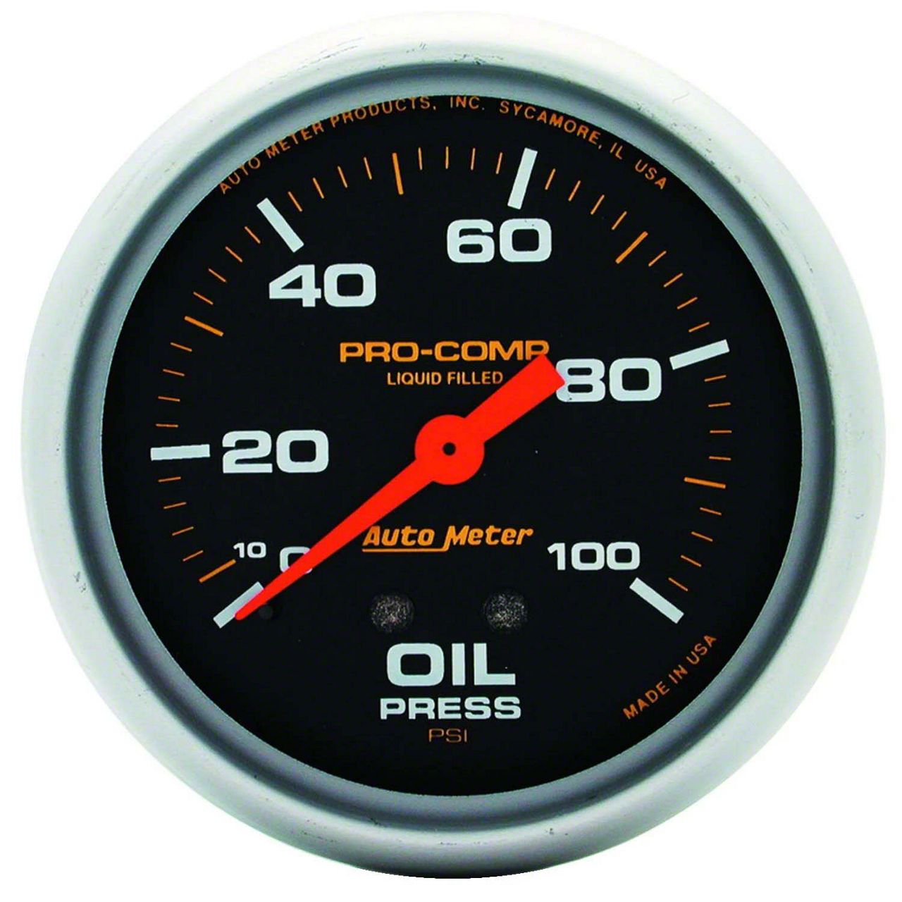 Auto Meter Ecklers Pro-Comp Series 2-5/8-Inch Oil Pressure Gauge; 0-100 ...