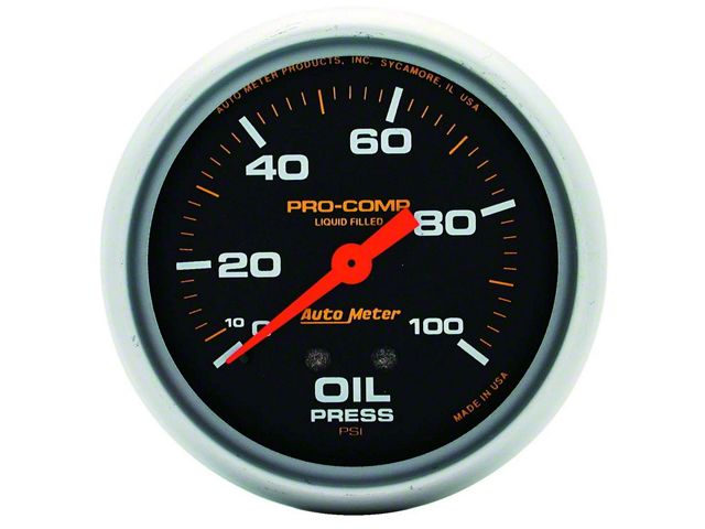 Autometer Pro Comp Auto Meter Ecklers Pro-Comp Series 2-5/8-Inch Oil Pressure Gauge; 0-100 ...