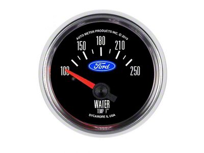 Autometer 2-1/16 Coolant Temperature Gauge 100-250 Fahrenheit - Ford Logo