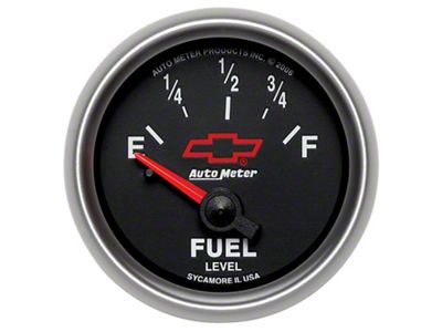 Autometer 2 1/16 Electric Gauge, Fuel Level, Chevy Red Bowtie