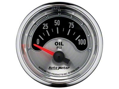 Auto Meter American Muscle Series 2-1/16-Inch Oil Pressure Gauge; 0-100 PSI
