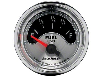 Auto Meter American Muscle Series 2-1/16-Inch Fuel Level Gauge; 0 ohm Empty to 90 ohm Full