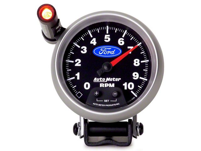 Autometer 3-3/4 Pedestal-Mount Tachometer With Shift Light, 0-10,000 RPM-Ford Logo