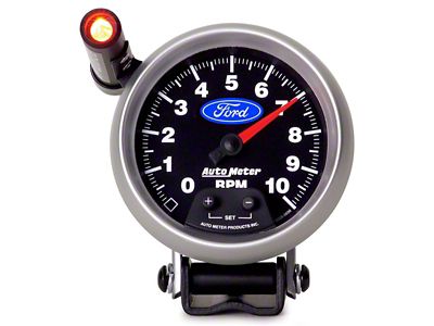 Autometer 3-3/4 Pedestal-Mount Tachometer With Shift Light, 0-10,000 RPM-Ford Logo