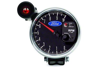 Autometer 5 Pedestal-Mount Tachometer With Shift Light, 0-10,000 RPM-Ford Logo