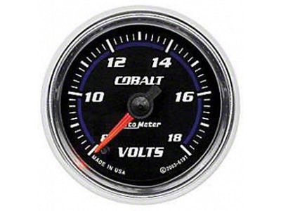Auto Meter Cobalt Series 2-1/16-Inch Voltmeter Gauge; 8-18V