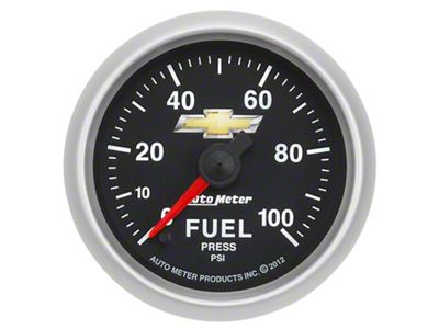 Auto Meter Chevy Gold Bowtie Series 2-1/16-Inch Fuel Pressure Gauge; 100 PSI; Digtal Stepper Motor